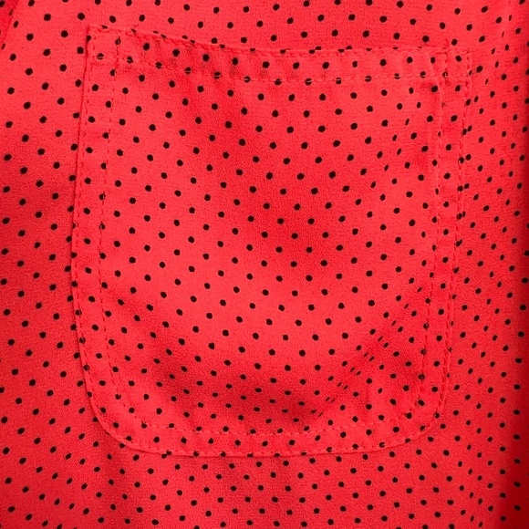 BOUTIQUE FOXCROFT red with fine polka dots blouse m - Picture 4 of 7